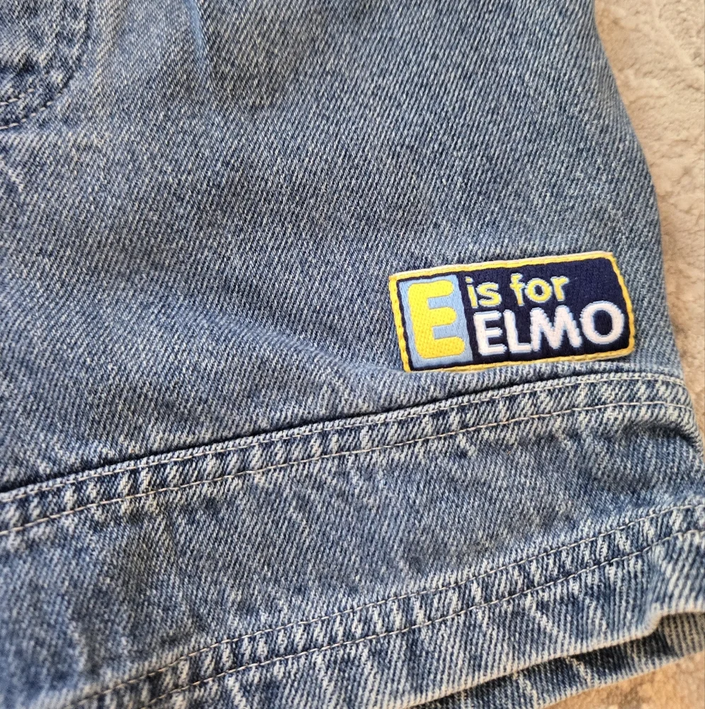 Vintage Y2k Sesame Street E Is For Elmo 2pc Shorts Polo Shirt Outfit